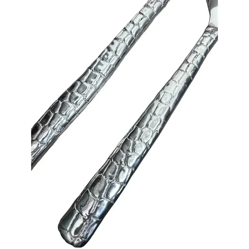 Modern Silver Spoon and Fork Salad Serving Set tongs